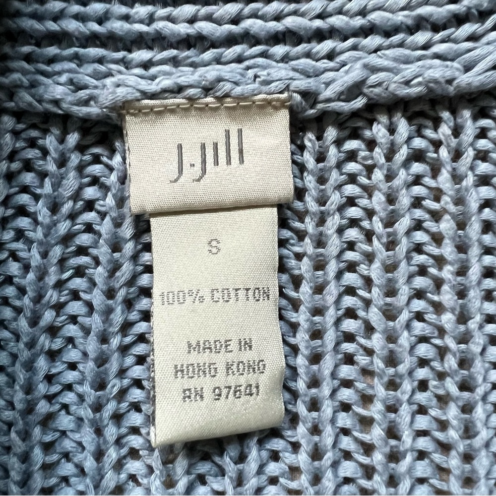 Vintage J Jill shawl collared cardigan in a soft blue - Picture 6 of 7